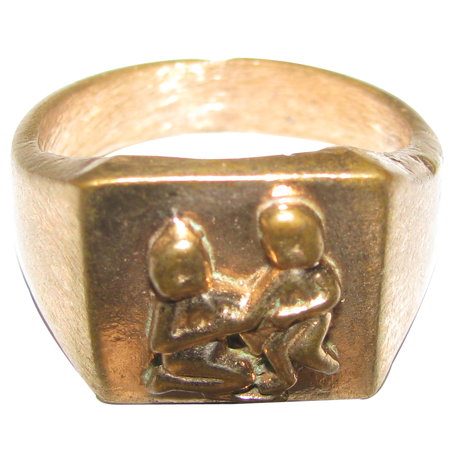 Aadhyathmika Aimpon Panchalogam Mithuna / Mithun Rashi (Rasi) Ring Panchaloha Gemini Zodiac Sign Ring (5 Metals Panchadhatu) - A4812