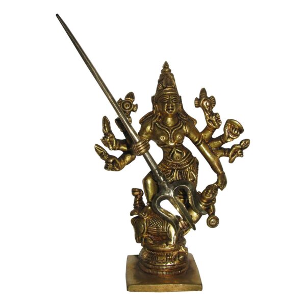 Aadhyathmik Mahishasura Mardini Idol in Brass 6inch 400grams - S9031-38
