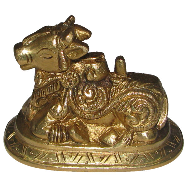 Nandi With Shivling On its Back Idol in Brass 2 Inch - S967038