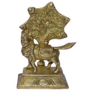 Aadhyathmik Wish Fulfilling Kalpavriksh Tree with Surabhi Kamadhenu Idol Source of All Prosperity in Brass Aadhi Tantra 5 Inch 550grams - S915448
