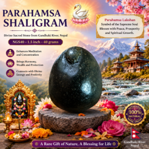 NGS40 - Parahamsa Shaligram Aadhyathmik Original Natural Sacred from Nepal Gandhaki Nadhi 1.5inch 40grams