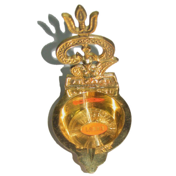 Om Sakthi Trishul Velaku Deep Diya Deepam in Brass 4 Inch - S900698