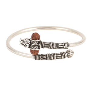 Shiva Trishul Rudraksh Damarakam Kankanam Trishool Rudraksha Damru Kada Bracelet in White Metal - S954608