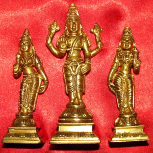 Venkateswara Swamy Vigraha Vishnu with Sridevi and Bhudevi Idol in Brass 5 Inch - S960668