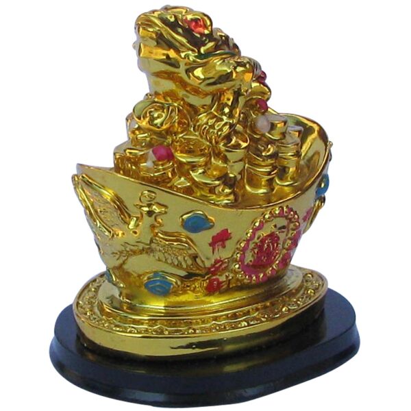 Aadhyathmik Lucky Frog on Big Ingot of coins 4 Inch - S917668