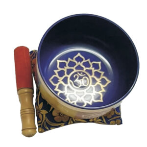 Aadhyathmik 100% Original Tibetian Singing Bowl Violet Meditation Yoga Om Chanting Bowl Crown Chakra Sahasrara Chakra Healing Om Beej Mantra 5.5Inch 1076g - S9002-01