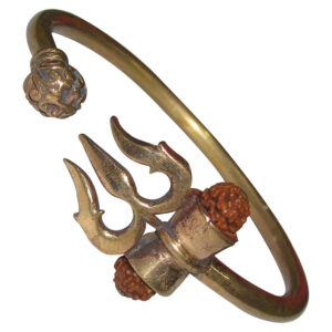 Aadhyathmik Aimpon Panchalogam Rudraksham Trishul Damaru Kaapu Panchaloha Damarakam Kadiyam Kankanam 5 Metals Panchadhatu Bracelet Kada Kangan Adjustable - S955278