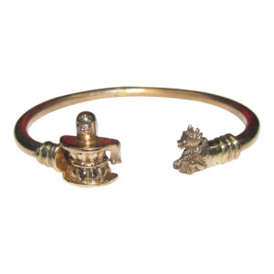 Aadhyathmik Aimpon Panchalogam Shiva Linga With Nandi Kaapu Panchaloha Sivalingam Nandhi Kadiyam Kankanam 5 Metals Panchadhatu Linga Nandi Bracelet Kangan Adjustable - S955238