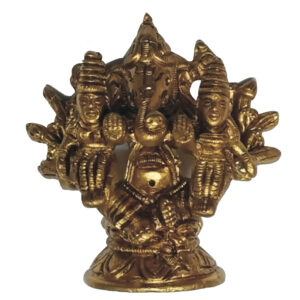 Aadhyathmik Wish Fullfilling Sidhi Budhi Ganapathi Idol Source of All Prosperity in Brass Ganesh Tantra 3inch 246grams - S9031-19
