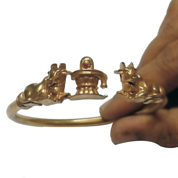 Aadhyathmk Aimpon Shivling Nandi Panchalogam Panchaloha Panchdathu 5 Metal Panjalogam Adjustable Bracelet 48grams - S9037-01