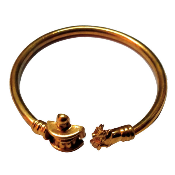 Aadhyathmik Aimpon Panchalogam Shiva Linga With Nandi Kaapu Panchaloha Sivalingam Nandhi Kadiyam Kankanam 5 Metals Panchadhatu Linga Nandi Bracelet Kangan Adjustable - S955238 - Image 2