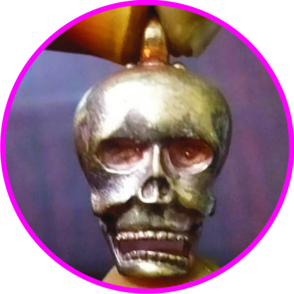 5LP739 - Aadhyathmik Aimpon Mandai Vodu Locket Panchalogam Kapala Rupu Roopu Panchaloha Kavach Panchadhatu Skull Pendant 1inch 5grams