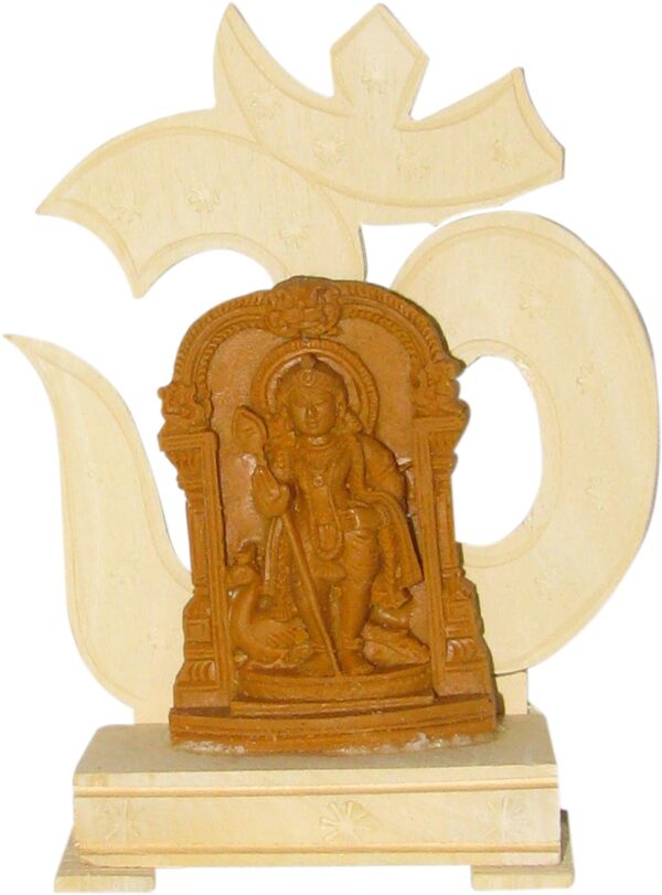 S916938 - Aadhyathmik Murugan Karthikeya Subrahmanya On Om Stand Wood Resin Fiber 4.5inch
