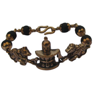 S953008 - Aadhyathmik Aimpon Panchalogam Drishti Nivaran Mani Lingam Nandi Bracelet Panchaloha Shivlingam Nandi Bracelet 5 Metals Panchadhatu