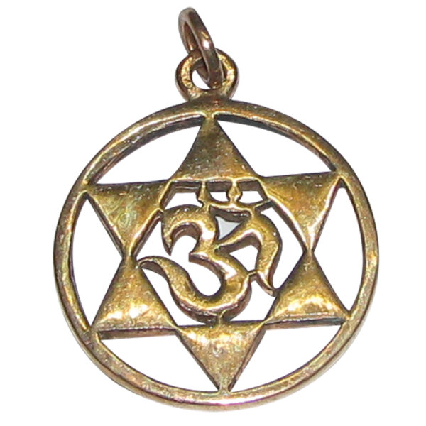 S955318 - Aadhyathmik Aimpon Panchalogam 6 Point Star OM Symbol Pendant Panchaloha Aum Star Of David Locket (5 Metals Om Hexagon Star Panchadhatu) Kavach 1½inch 8grams