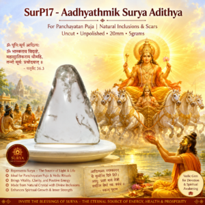 SurP17 - Aadhyathmik Surya Adithya for Panchayatan Puja with Natural Inclusions and Scars Uncut Unpolished 20mm 5grams