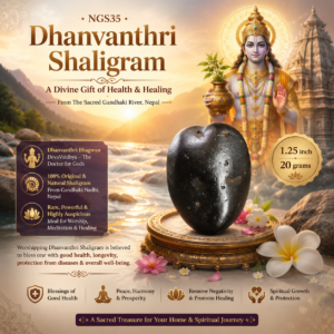 NGS35 - Dhanvanthri Shaligram Aadhyathmik Original Natural Sacred from Nepal Gandhaki Nadhi 1.25inch 20grams