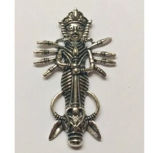 V0049-01 - Vana Durga Rupu Locket Pendant in White Metal Removes Jealousy Evil Eyes Gives Peace of Mind 2inch 6grams