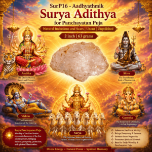 SurP16 - Aadhyathmik Surya Adithya for Panchayatan Puja with Natural Inclusions and Scars Uncut Unpolished 2inch 63grams