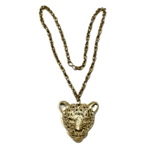 S9058-195 - Aadhyathmik Durga Vahan Vyagra Pendant with Chain WhiteMetal 2inch 22grams