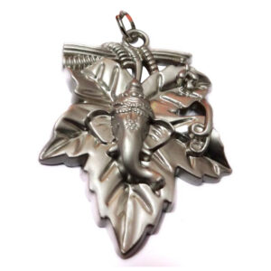 S9058-208 - Aadhyathmik Patra Leaf Ganesh Pendant Mixed Metal 2inch 19grams