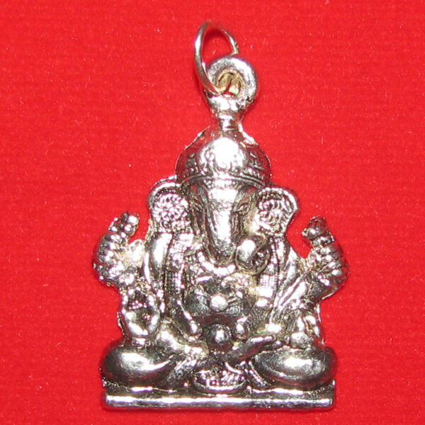 S9058-211 - Aadhyathmik Chatrubuja Ganapathi Pendant White Metal 1½inch 9grams
