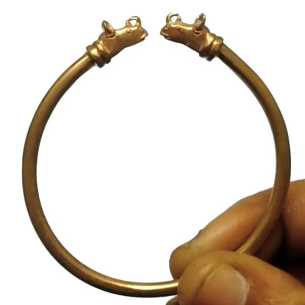 S9037-17 - Aadhyathmk Aimpon Rhino Panchaloha Bracelet Adjustable Kaapu Panchaloha Kankanam Panchdathu Kangan 5 Metal Panjalogam 2¼inch Diameter 18grams