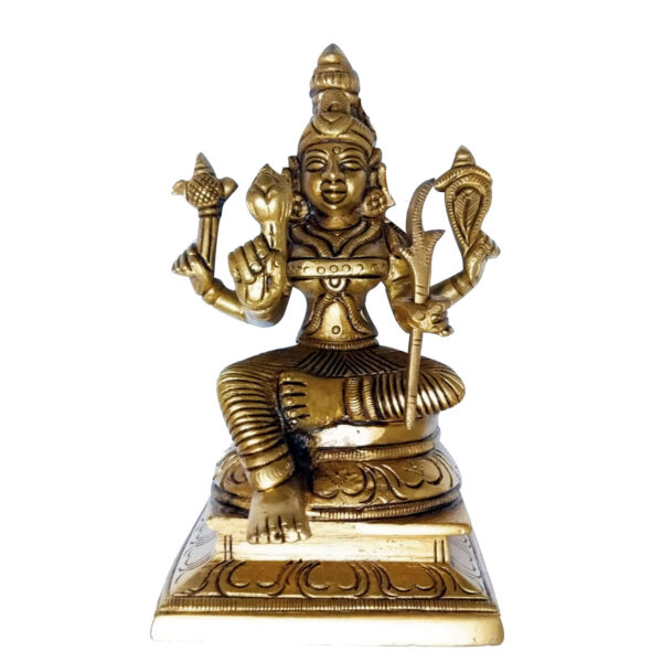 S9031-16 - Aadhyathmik Lalitha Devi Ammavaru Idol in Brass 5 Inch 946grams - Image 2