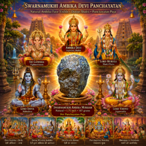 Swa11 - Aadhyathmik Swarnamukhi Ambika Devi Panchayatan Natural for Panchayatan Puja 1.75inch 107grams Ambika Face Slightly Visible from One Angle