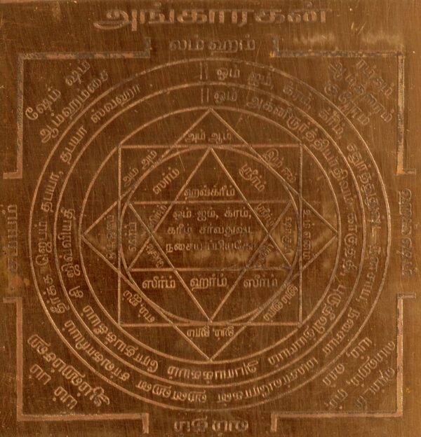 Angaragan Yantra Mangala The Planet Mars Yantram Angaarakan Angaraka Kujan Yendram In Pure Copper Kuja - S920548 - Image 2