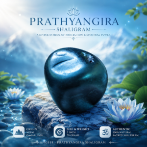 NGS18 - Prathyangira Shaligram Aadhyathmik Original Natural Sacred from Nepal Gandhaki Nadhi 2inch 79grams