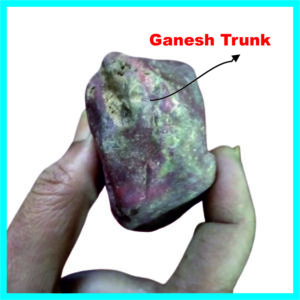 Son3 - Aadhyathmik UnPolished Natural Visishta Sonabhadra Panchayatan Ganapathi Panchayatan Puja with Natural Scars 2.25inch 126grams Ganesh Trunk is Visible in one Angle