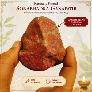 Son8 - Aadhyathmik UnPolished Natural Visishta Sonabhadra Panchayatan Ganapathi Panchayatan Puja with Natural Scars 2.25inch 164grams Ganesh Trunk is Visible From one Angle