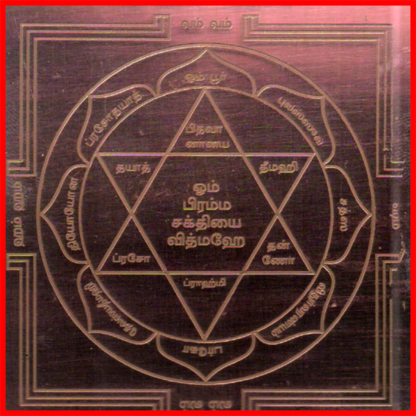 S9113-93 - Aadhyathmik Abhimantrit Brahmi Yantra Energised Copper Yantra 3inch 18grams