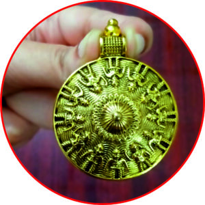 S9058-352 - Aadhyathmik Dwadasha Surya Kavach Mixed Metal Pendant