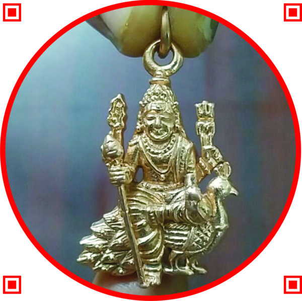 S9038-76 - Aadhyathmik Skandha Panchaloha Kavach Mayil Murugan Aimpon Dollar Subrahmanya Panchalogam Locket Karthikeya Panchdathu Pendant 1.5inch 12grams