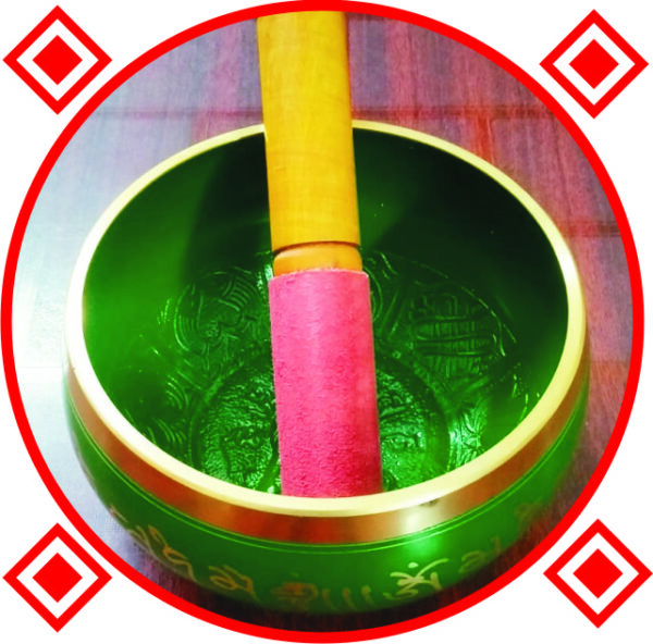 S9002-13-G – Aadhyathmik 100% Original Tibetian Singing Bowl For Healing Meditation Yoga Om Chanting Bowl 6inch 1032grams – Green