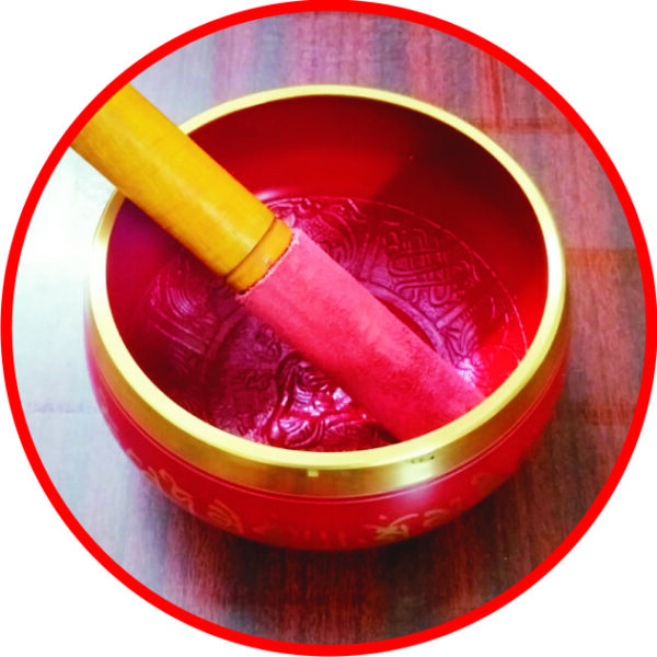 S9002-13-R – Aadhyathmik 100% Original Tibetian Singing Bowl For Healing Meditation Yoga Om Chanting Bowl 6inch 1030grams – Red