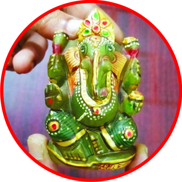 S9030-14 - Aadhyathmik MarakathaGanapathi Pachcha Ganapathi UpaRathna 3.5inch 230grams