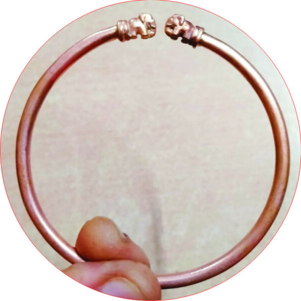 S9037-24 - Aadhyathmk Mahalakshmi Kataksh Gaja Elephant Panchaloha Kankanam Aimpon Kaapu Panchdathu Kangan 5 Metal Panjalogam Bangle Bracelet