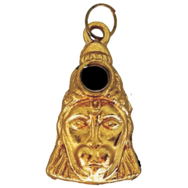 S9058-375 - Aadhyathmik Anjaneya Locket peek into the lens on the forehead of Anjaneya to view Chalisa 1inch Mixed Metal