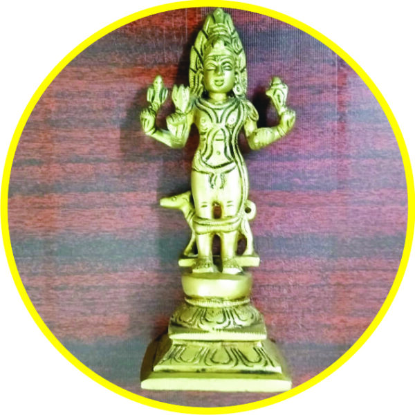 S9031-04-02 - Aadhyathmika Kala Bhairava Vigraha Kal Bairav Pithalai Silai Kalabhairava Idol in Brass 6.25inch 602grams