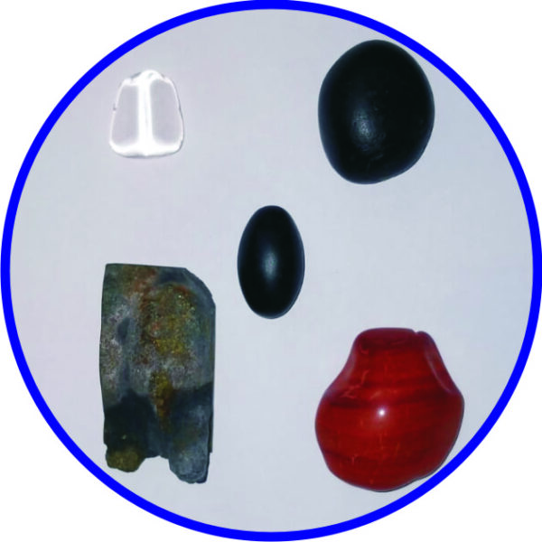 S9073-10 – Aadhyathmik Panchayatan Set of 5 Sacred Shilas Called 5S’s Namely Sonabhadra Swarnamukhi Salagram SuryaShila Shivling Banaling Narmadeeswar Total Weight 126grams
