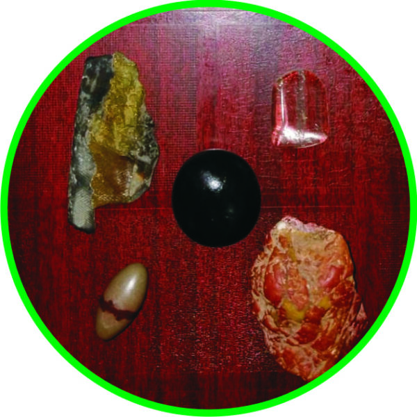 S9073-11 – Aadhyathmik Panchayatan Set of 5 Sacred Shilas Called 5S’s Namely Sonabhadra Swarnamukhi Salagram SuryaShila Shivling Banaling Narmadeeswar Total Weight 196grams