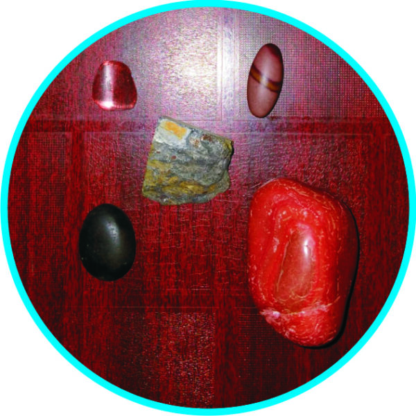S9073-13 – Aadhyathmik Panchayatan Set of 5 Sacred Shilas Called 5S’s Namely Sonabhadra Swarnamukhi Salagram SuryaShila Shivling Banaling Narmadeeswar Total Weight 226grams