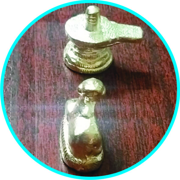 Bi0001 - Aadhyathmik Shivling Nandi Brass Idol Silver Plated 1inch 34grams