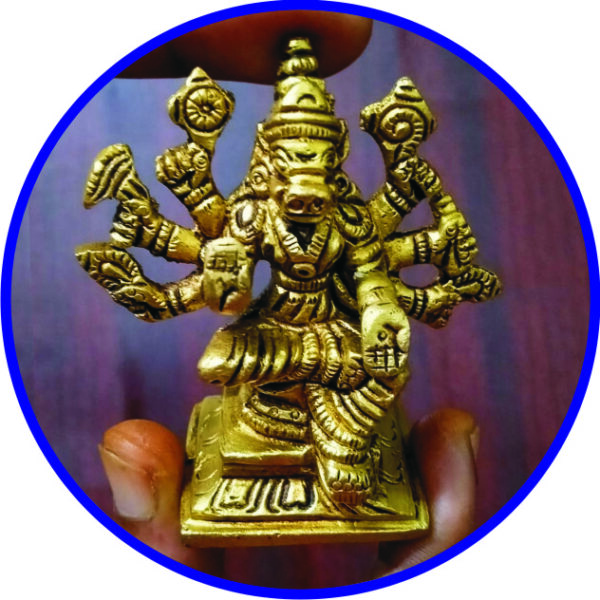 Bi62 - Aadhyathmik Varahi Barahi Statue Sculpture Varagi Figurine Murthi Idol in Brass 2.75 Inch 200grams