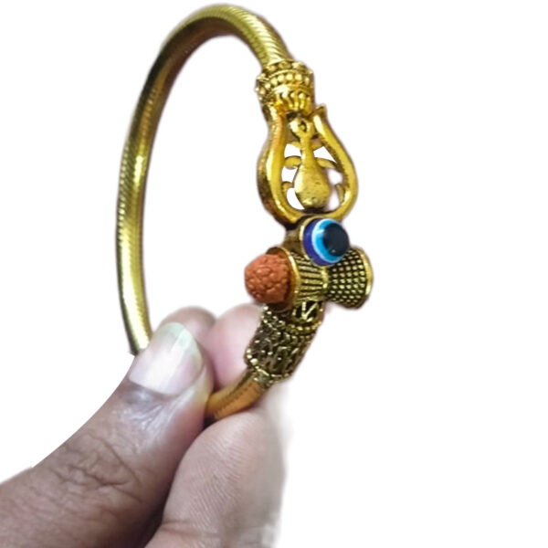 S9001-51 - Aadhyathmik Shiva's Pasupatha Asthra Gold Plated Bracelet for Men and Women Adjustable Twistable Traditional Kada Kankan Kaapu Light Weight Jewellery 17grams