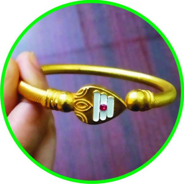 S9001-46-02 – Aadhyathmik Gold Plated Bracelet for Men and Women Subrahmanya Karthikeya Murugan Victory Vel Adjustable Twistable Traditional Vetri Vel Kada Kankan Kaapu Light Weight Jewellery 11grams