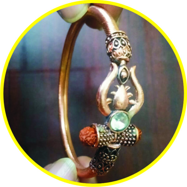 S9001-51-02 - Aadhyathmik Shiva's Pasupatha Asthra Copper Plated Bracelet for Men and Women Adjustable Twistable Traditional Kada Kankan Kaapu Light Weight Jewellery 17grams